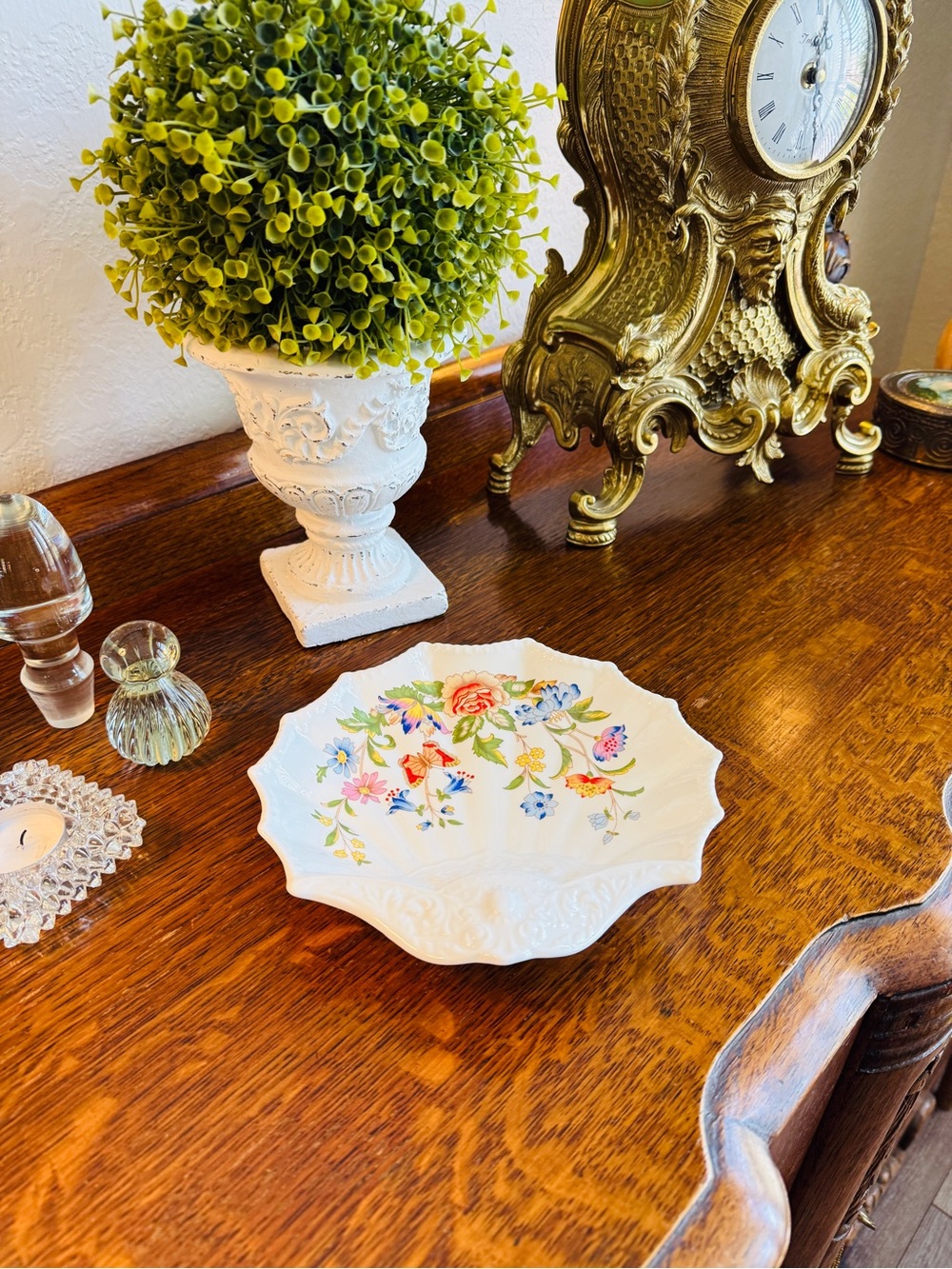 Vintage Aynsley "Cottage Garden" Bone China Embossed Shell Dish - England - Picture 16 of 16